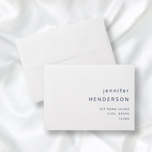 Navy Blue White Simple Minimalist Typography  Envelope