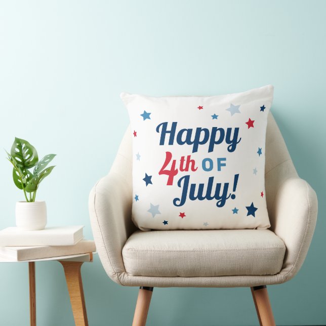 Navy Blue White Star Pattern Patriotic Cushion (Chair)
