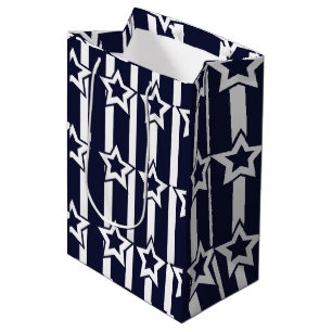 Navy Blue White Star Stripes Medium Gift Bag