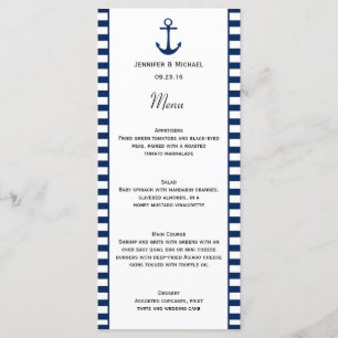 Navy Blue White Stripes Nautical Theme Menu
