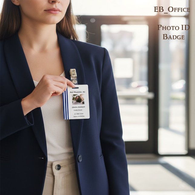 Navy Blue White Stripes | Professional Photo ID Badge (Creator Uploaded)