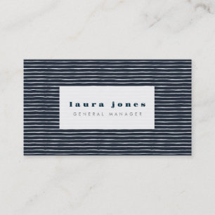 Navy Blue White Stripes Womens Ladies Business Card