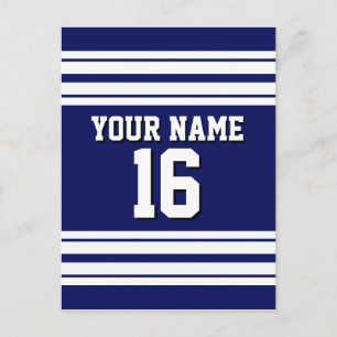 Navy Blue White Team Jersey Custom Number Name Postcard
