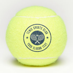 Navy-Blue White Tennis Theme Club Name Balls
