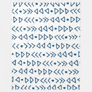 Navy Blue White Triangle Arrow Pattern Fleece Blanket
