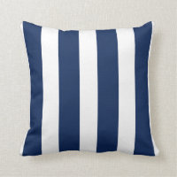 Navy Blue & White Vertical Striped Throw Pillow
