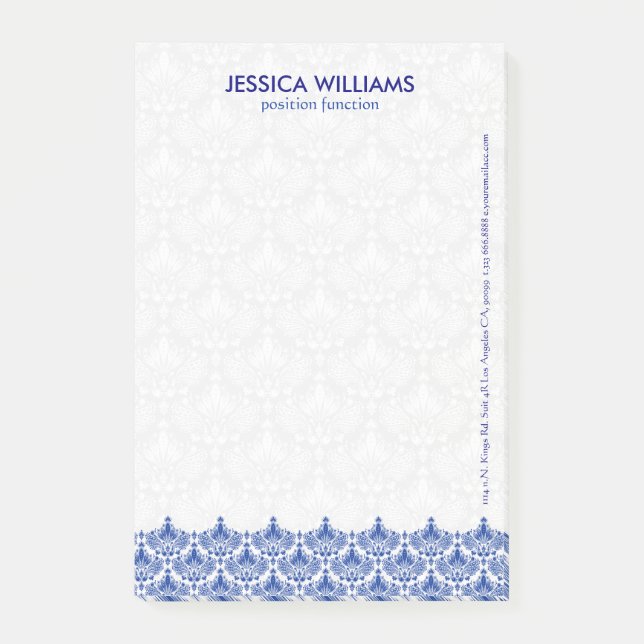 Navy Blue & White Vintage Lace Post-it Notes (Front)