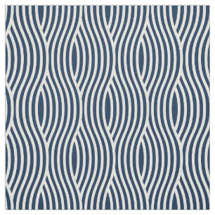 Navy Blue & White Wavy Pattern Fabric