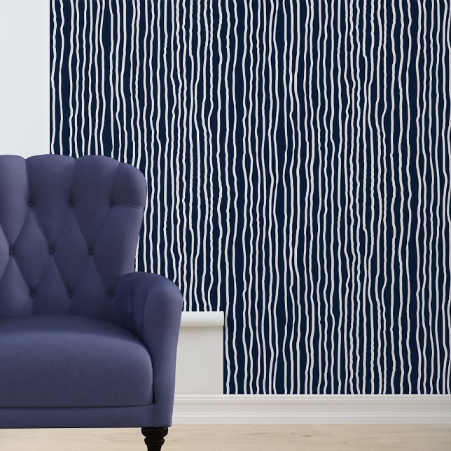 Navy Blue White Wavy Stripes Wallpaper (Creator Uploaded)