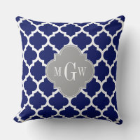 Navy Blue Wht Moroccan #5 Grey 3 Initial Monogram