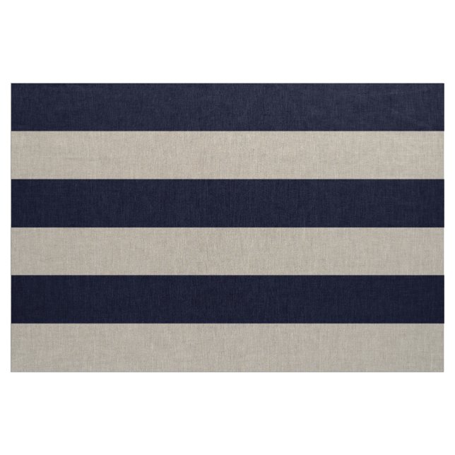 Navy Blue Wide Stripes Large Scale Fabric (Yard)