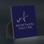 Navy Blue WiFi Password Sign Plaque with Easel<br><div class="desc">Never forget your WiFi password again with this stylish navy blue WiFi password sign plaque. Measuring 5.25x5.25 inches, this plaque features a clean and modern design with script and simple lettering that is easy to read. The sign comes with an easel stand for easy display on a table or desk....</div>