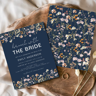 Navy Blue Wildflower Bridal Brunch Invitations Flyer