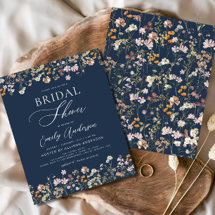 Navy Blue Wildflower Bridal Shower Invitation Flyer