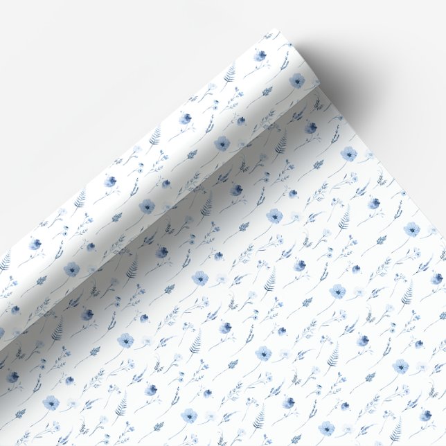Navy blue wildflower floral wrapping paper (Creator Uploaded)