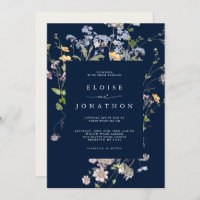 Navy Blue Wildflower Garden Details Wedding