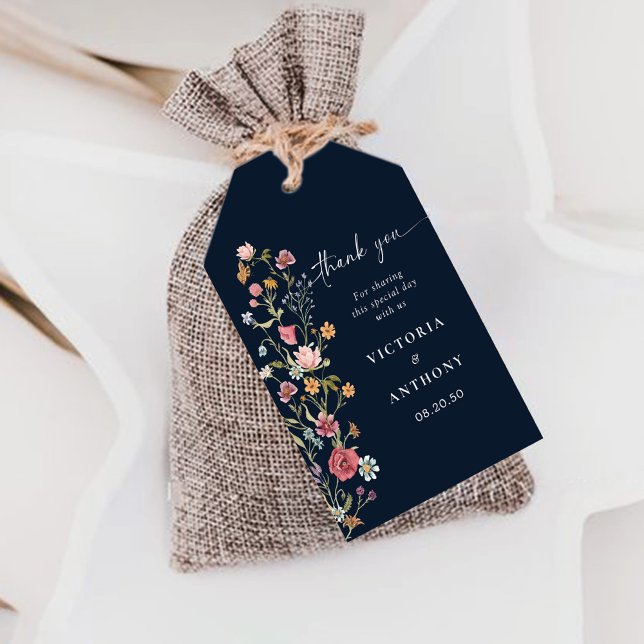 Navy Blue Wildflower Wedding Gift Tags (Creator Uploaded)