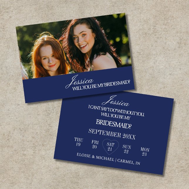Navy Blue Will You Be My Bridesmaid Proposal Card (Navy Blue Will You Be My Bridesmaid Proposal Card)