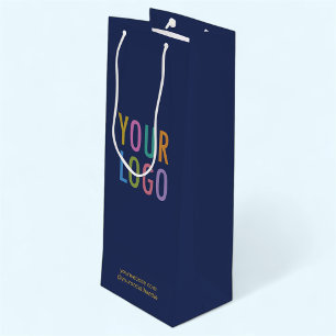 Navy Blue Wine Gift Bag Custom Logo Personalised