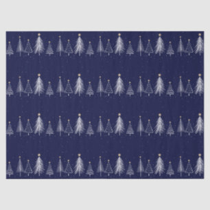 Navy Blue Winter Christmas Pine Trees Star  Tissue Paper