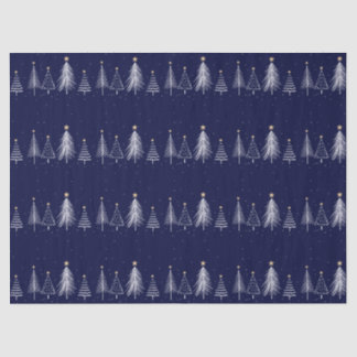 Navy Blue Winter Christmas Pine Trees Star  Tissue Paper
