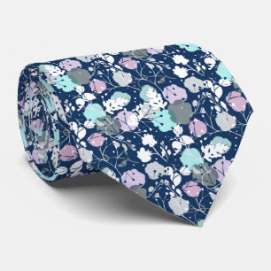 Navy Blue Winter Leaves Tie