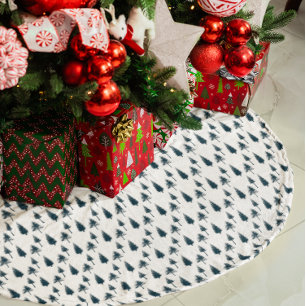 Navy Blue Winter Trees Brushed Polyester Tree Skirt