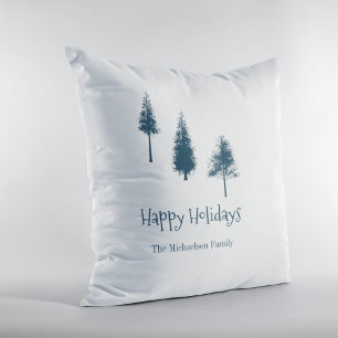 Navy Blue Winter Trees Cushion