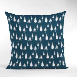 Navy Blue Winter Trees Cushion