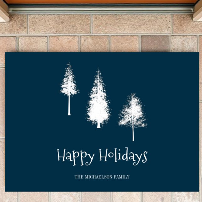 Navy Blue Winter Trees Doormat (Creator Uploaded)