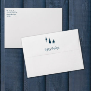 Navy Blue Winter Trees Envelope