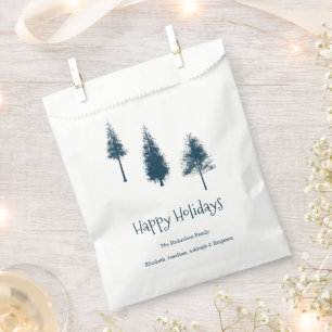 Navy Blue Winter Trees Favour Bags