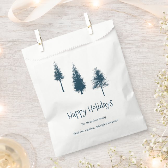 Navy Blue Winter Trees Favour Bags (Clipped)