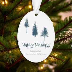 Navy Blue Winter Trees Ornament