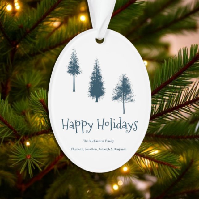 Navy Blue Winter Trees Ornament (Creator Uploaded)