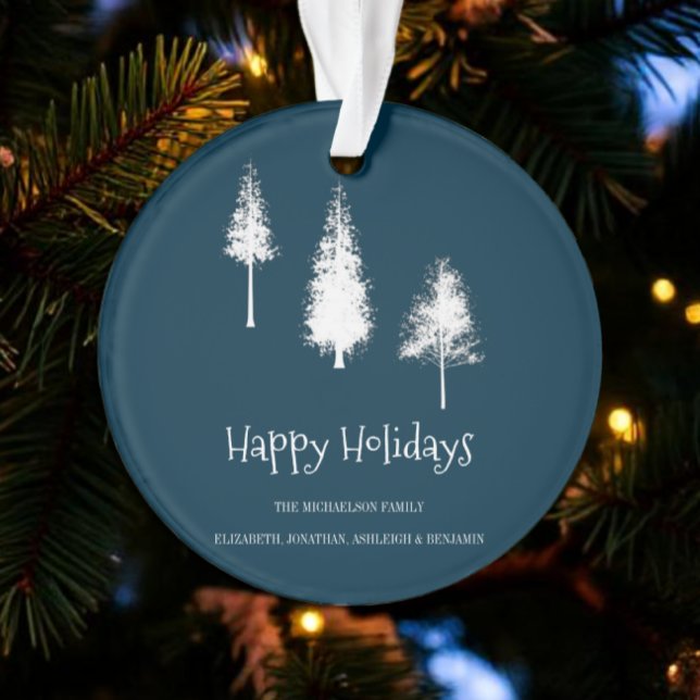 Navy Blue Winter Trees Ornament (Creator Uploaded)