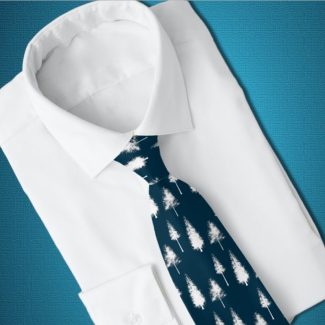 Navy Blue Winter Trees Tie (Creator Uploaded)