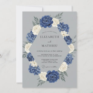 Navy Blue Winter Wedding Invitation
