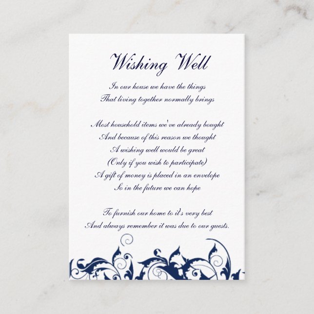 navy blue wishing well cards (Front)
