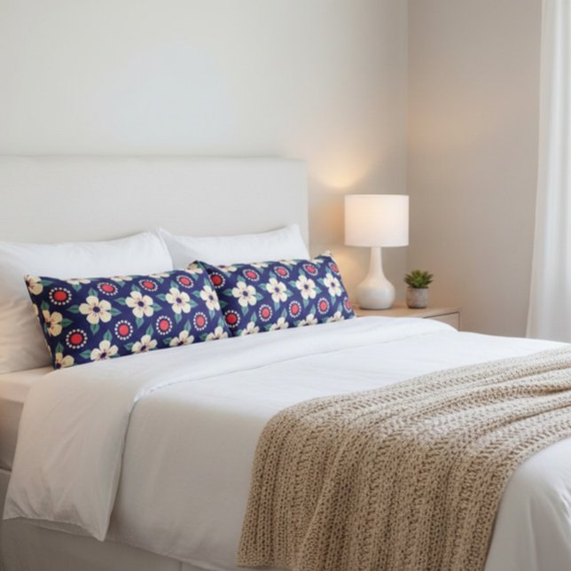 Navy Blue with Cream Flowers Body Cushion (Creator Uploaded)