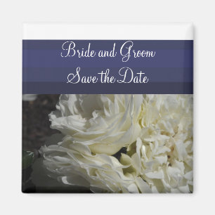 Navy Blue with Cream Roses Save the Date Magnet