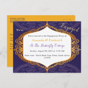 Navy blue with Gold Mandalas Invitation Postcard