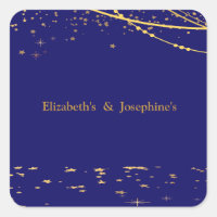 Navy blue with gold stars double joint birthday