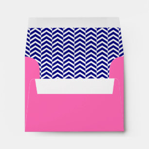 Navy Blue with Hot Pink Chevron Pattern Envelopes