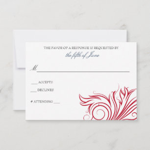 Navy blue with red swirls response cards