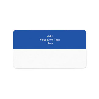 Navy blue with white area and text. label