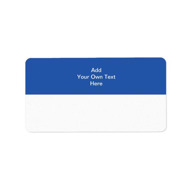 Navy blue with white area and text. label (Front)