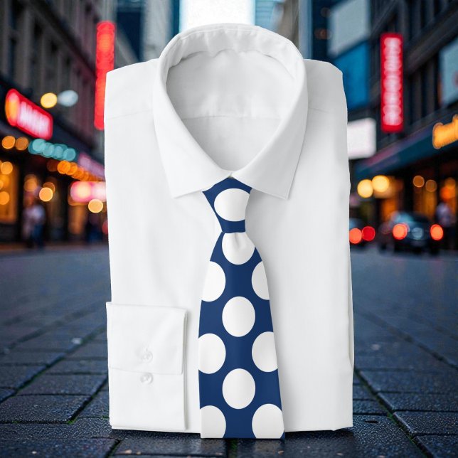 Navy Blue with White Polka Dots Retro Tie (Creator Uploaded)