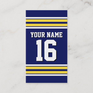 Navy Blue with Yellow White Stripes Team Jersey Business Card