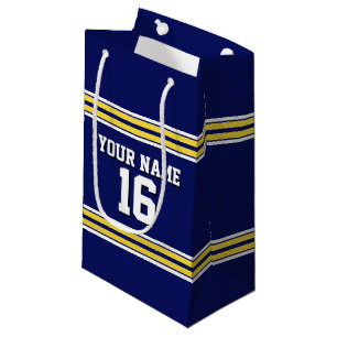Navy Blue with Yellow White Stripes Team Jersey Small Gift Bag
